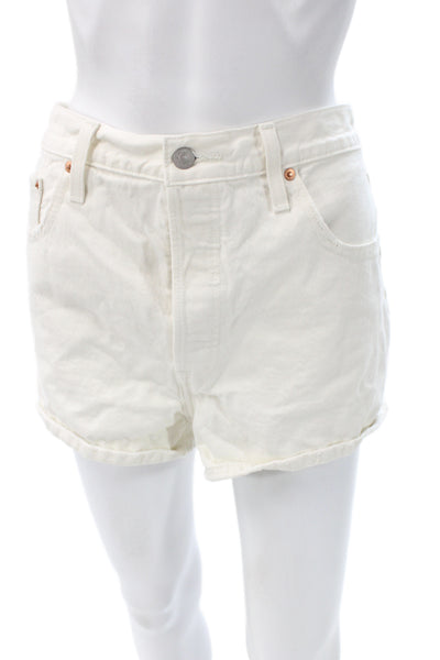 Levis Womens Cut-Off Shorts White 100% Cotton Button Size 32