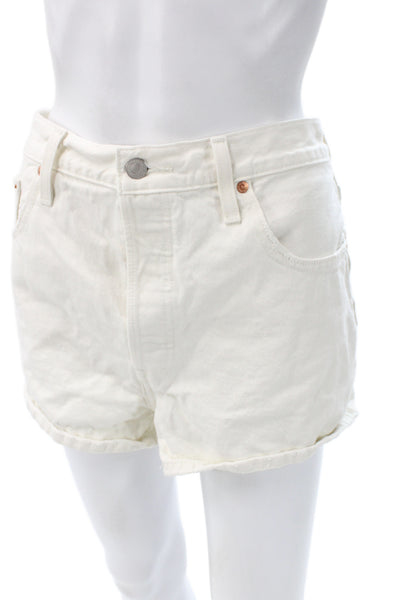 Levis Womens Cut-Off Shorts White 100% Cotton Button Size 32