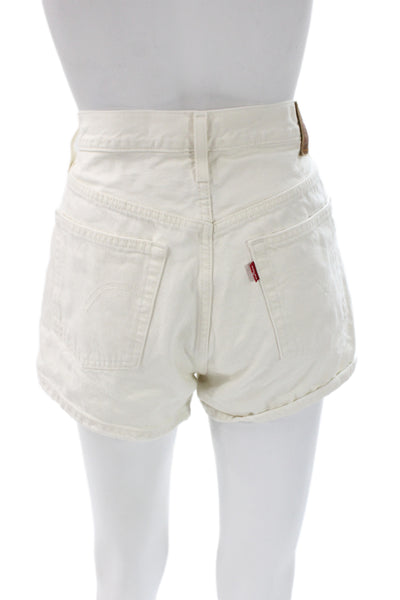 Levis Womens Cut-Off Shorts White 100% Cotton Button Size 32