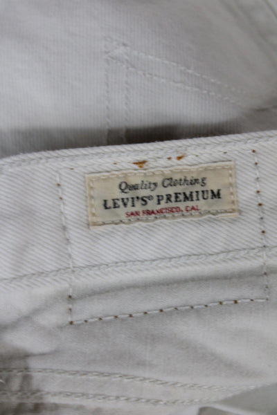 Levis Womens Cut-Off Shorts White 100% Cotton Button Size 32