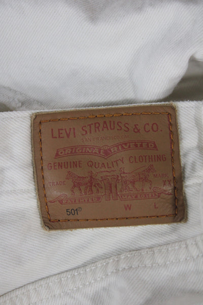 Levis Womens Cut-Off Shorts White 100% Cotton Button Size 32