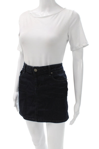 Paige Women Mini Denim Skirt Blue Button Short Casual Size 27
