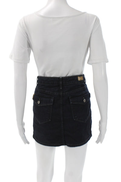 Paige Women Mini Denim Skirt Blue Button Short Casual Size 27