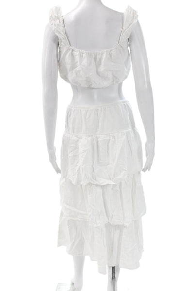 Wilfred Womens Maxi Skirt Set White Drawstring Organic Linen Boho Long Size M