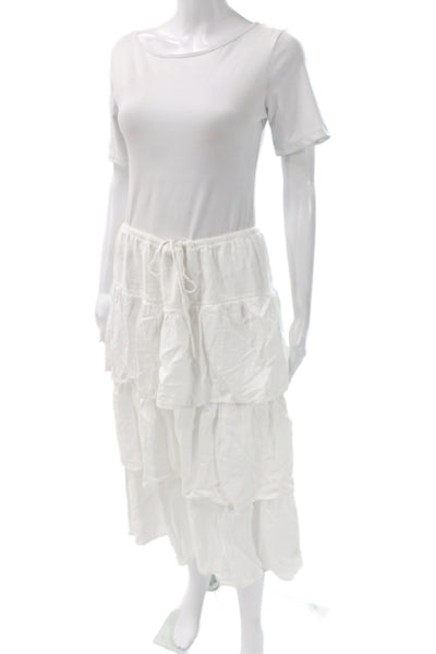 Wilfred Womens Maxi Skirt Set White Drawstring Organic Linen Boho Long Size M