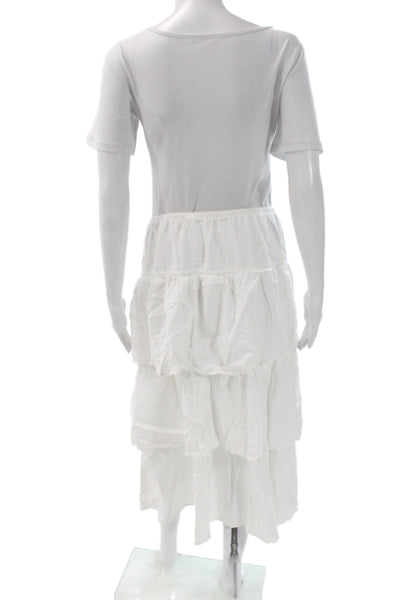 Wilfred Womens Maxi Skirt Set White Drawstring Organic Linen Boho Long Size M