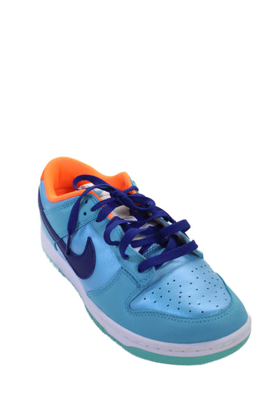 Nike Mens Lace Up Perforated Leather Dunk Low SE Sneakers Baltic Blue Size 9