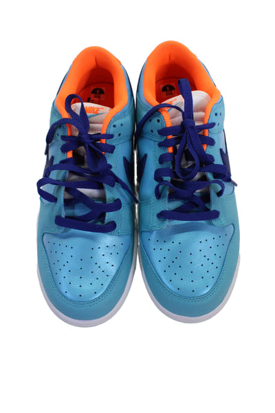 Nike Mens Lace Up Perforated Leather Dunk Low SE Sneakers Baltic Blue Size 9