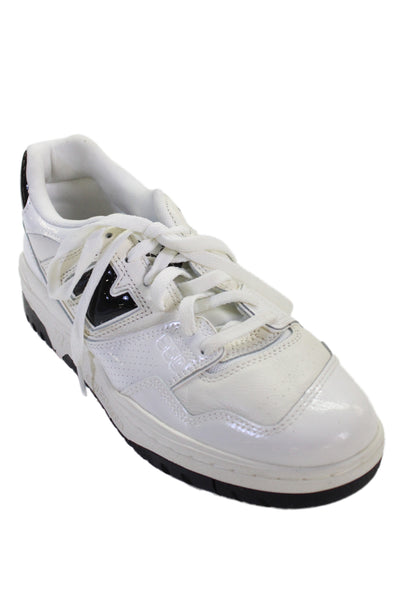 New Balance Mens Lace Up Logo Leather 550 Sneakers White Black Size 10