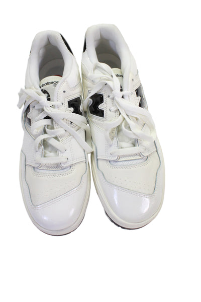 New Balance Mens Lace Up Logo Leather 550 Sneakers White Black Size 10