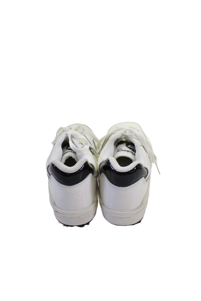 New Balance Mens Lace Up Logo Leather 550 Sneakers White Black Size 10