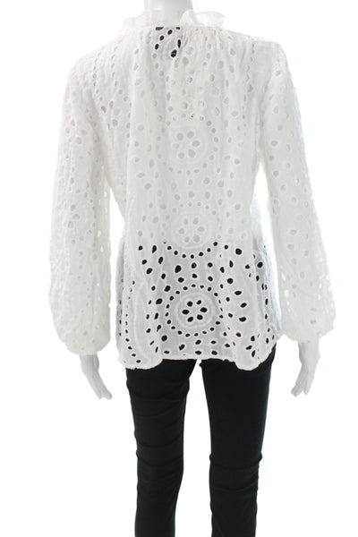Liv Los Angeles Women Tunic Blouse Long Sleeve Henley Button White Boho Size S