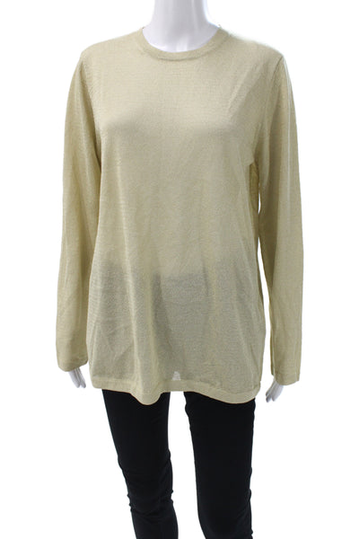 M Missoni Womens Basic Metallic Gold Crew Neck Long Sleeve Blouse Size 46