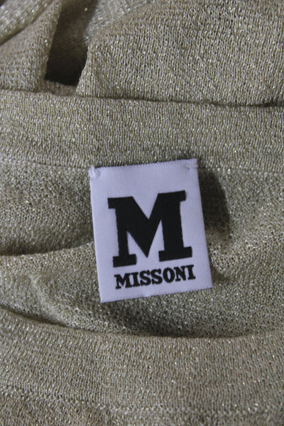 M Missoni Womens Basic Metallic Gold Crew Neck Long Sleeve Blouse Size 46