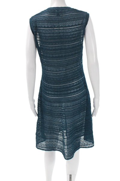M Missoni Womens Green Striped V Neck Sleeveless Tank Dress Knee Length Size 46