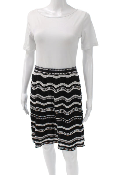 M Missoni Womens A-Line Skirt Black Geometric Polyester Knee Length Size 44