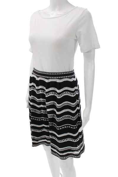 M Missoni Womens A-Line Skirt Black Geometric Polyester Knee Length Size 44