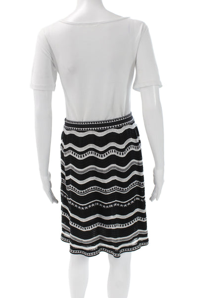 M Missoni Womens A-Line Skirt Black Geometric Polyester Knee Length Size 44