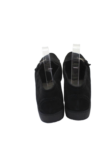 Stuart Weitzman Womens Slip On Wedge Heel Buckle Strap Loafers Black Size 10.5M