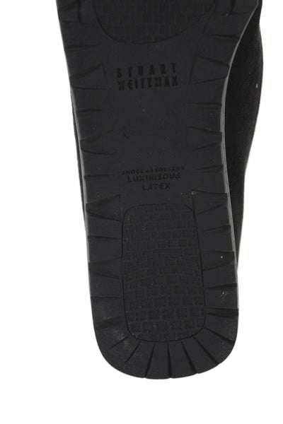 Stuart Weitzman Womens Slip On Wedge Heel Buckle Strap Loafers Black Size 10.5M