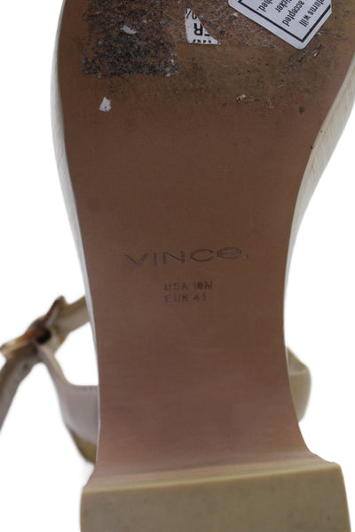Vince Womens Block Heel Platform Ankle Strap Sandals Beige Leather Size 10M