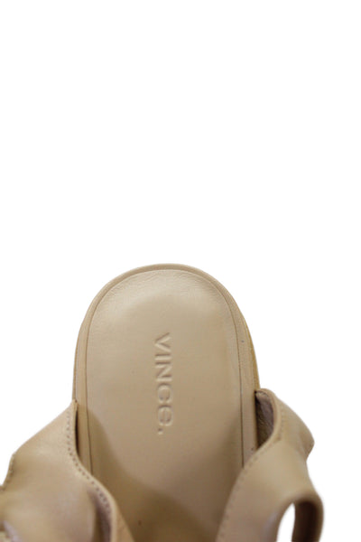 Vince Womens Block Heel Platform Ankle Strap Sandals Beige Leather Size 10M