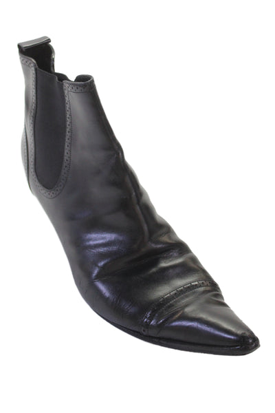 Ralph Lauren Collection Womens Leather Pointed Toe Ankle Boots Black Size 10B