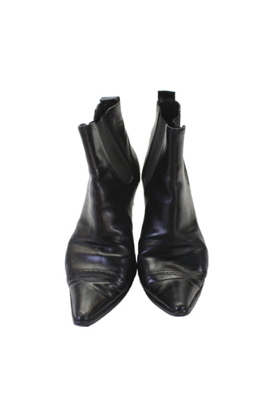 Ralph Lauren Collection Womens Leather Pointed Toe Ankle Boots Black Size 10B