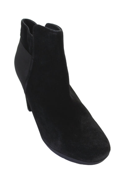 Geox Womens Suede Round Toe Side Zip Ankle Boots Black Size 41 11