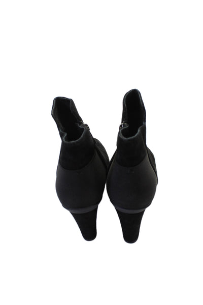 Geox Womens Suede Round Toe Side Zip Ankle Boots Black Size 41 11