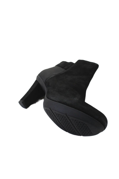 Geox Womens Suede Round Toe Side Zip Ankle Boots Black Size 41 11
