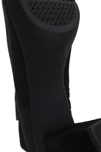 Geox Womens Suede Round Toe Side Zip Ankle Boots Black Size 41 11