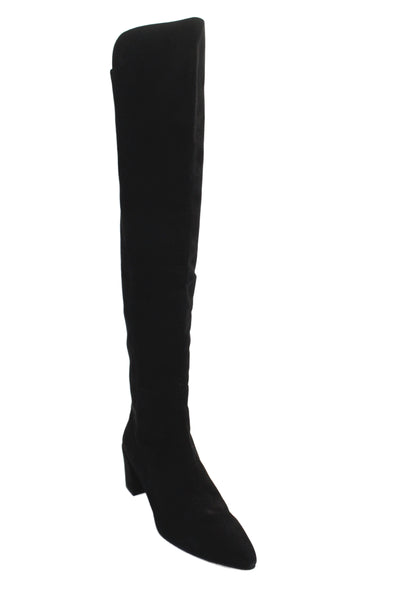 Stuart Weitzman Womens Suede Pointed Toe Knee High Boots Black Size 9M