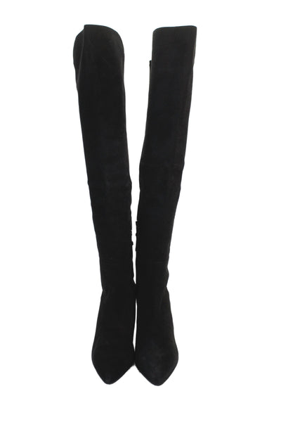 Stuart Weitzman Womens Suede Pointed Toe Knee High Boots Black Size 9M