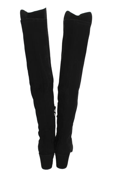 Stuart Weitzman Womens Suede Pointed Toe Knee High Boots Black Size 9M