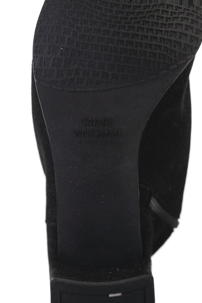 Stuart Weitzman Womens Suede Pointed Toe Knee High Boots Black Size 9M