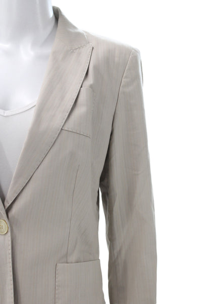 Piazza Sempione Womens Beige Cupro Herringbone Jacket Long Sleeve Size 48