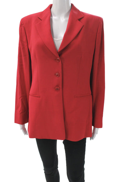 Armani Collezioni Women Basic Jacket Red Long Sleeve Button Size 12