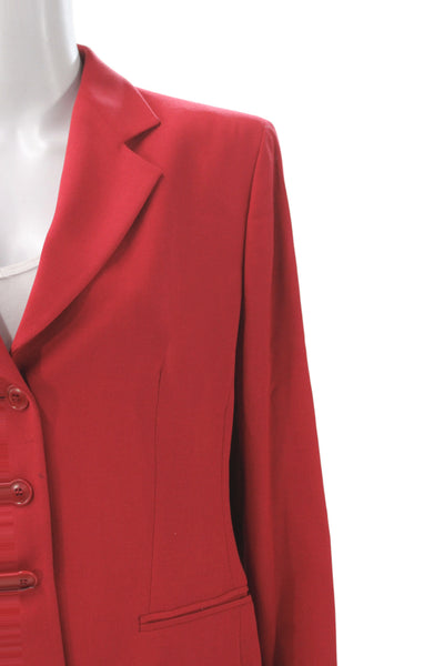 Armani Collezioni Women Basic Jacket Red Long Sleeve Button Size 12