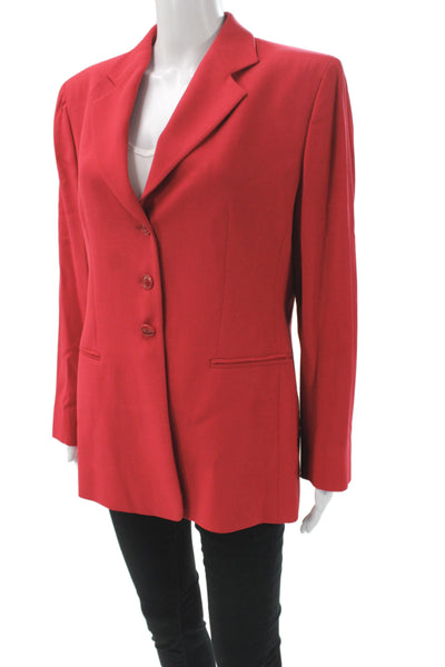 Armani Collezioni Women Basic Jacket Red Long Sleeve Button Size 12