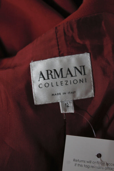 Armani Collezioni Women Basic Jacket Red Long Sleeve Button Size 12
