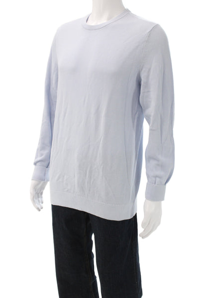 Theory Mens Pullover Sweater Blue 99% Cotton Crew Neck Long Sleeve Size L