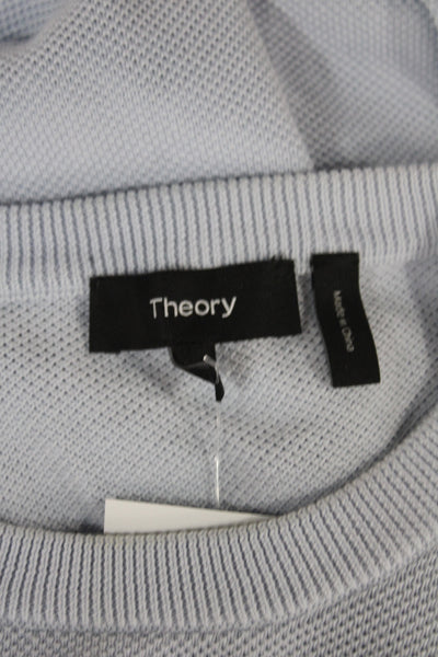 Theory Mens Pullover Sweater Blue 99% Cotton Crew Neck Long Sleeve Size L
