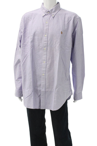 Polo Ralph Lauren Mens Button Up Long Sleeve Purple Cotton Shirt Size 2XL