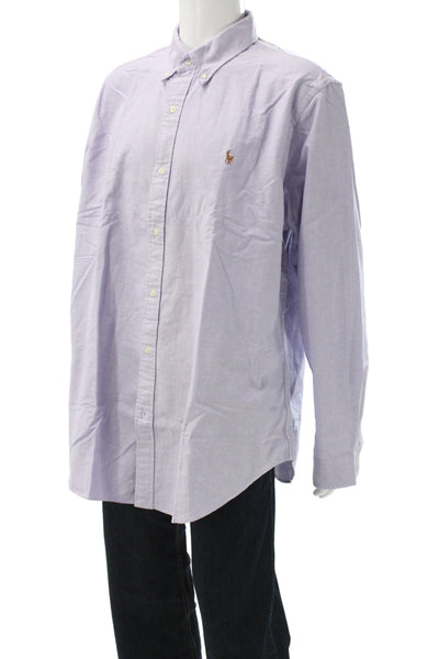 Polo Ralph Lauren Mens Button Up Long Sleeve Purple Cotton Shirt Size 2XL