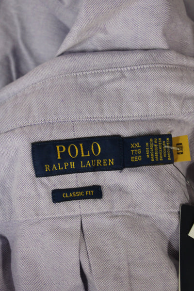 Polo Ralph Lauren Mens Button Up Long Sleeve Purple Cotton Shirt Size 2XL