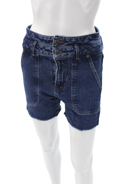 Veronica Beard Women Cut-Off Denim Shorts Blue Button Size 27