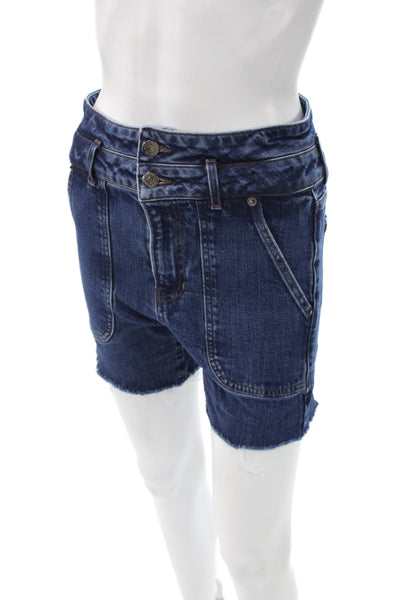 Veronica Beard Women Cut-Off Denim Shorts Blue Button Size 27