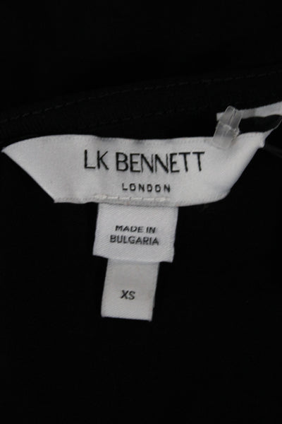 LK Bennett Womens Jersey Blouse Black V-Neck Long Sleeve Size XS