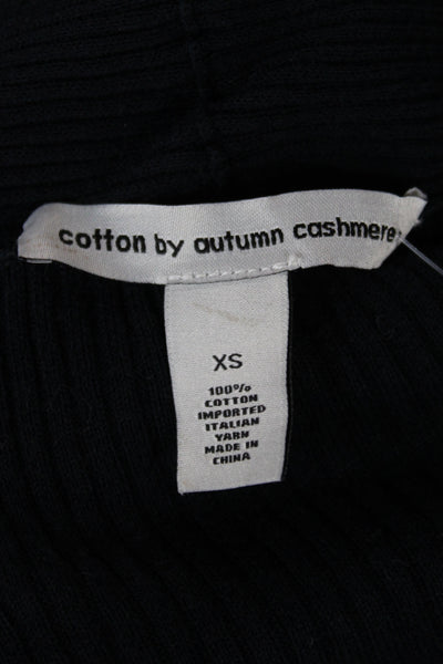 Cotton By Autumn Cashmere Women Black V-Neck Cardigan Cotton Longsleeve Size XS